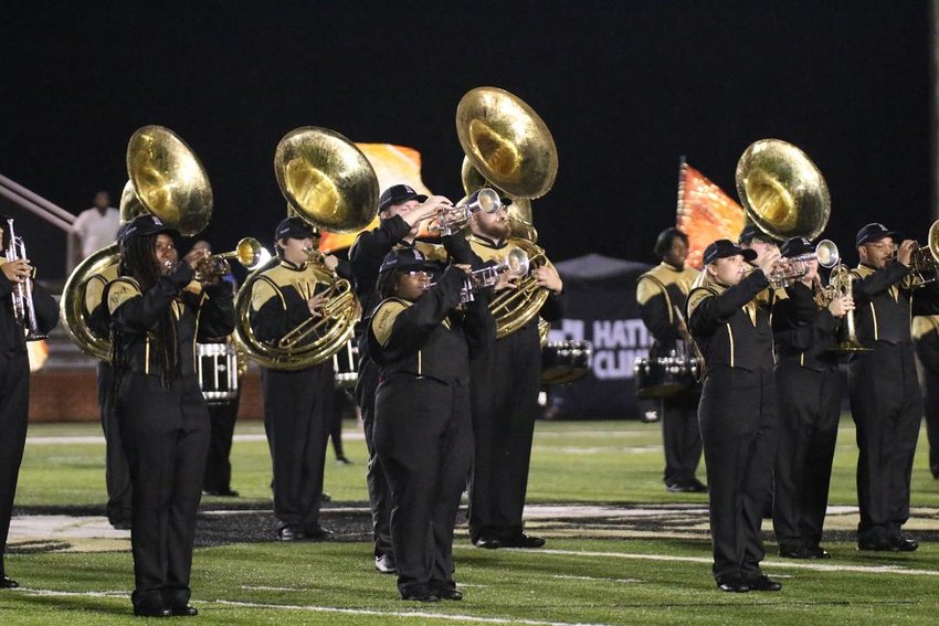 The ECCC Wall O’ Sound Marching Band performs during halftime of the football game against Jones College on Sept. 16.